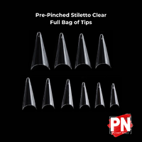 480  x Tips - Stiletto Pre Pinched - Clear - No Well - In a bag